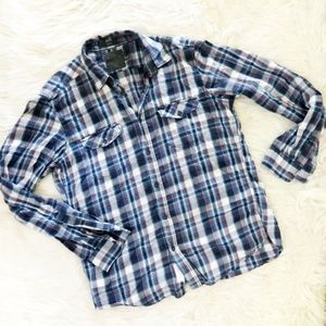 H&M Label of Graded Goods Long Sleeve Fitted Plaid